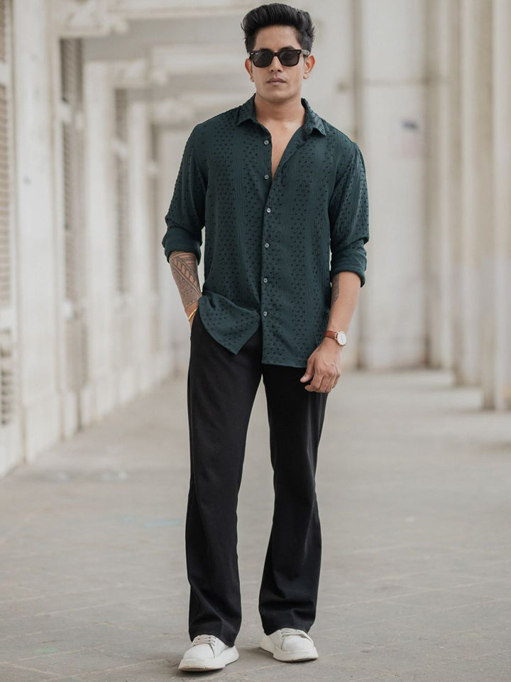 Powerlook Men Spread Collar Abstract Printed Casual Shirt