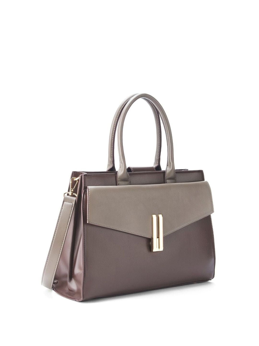 Lino Perros Colourblocked Oversized Structured Satchel with Applique