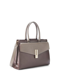 Lino Perros Colourblocked Oversized Structured Satchel with Applique