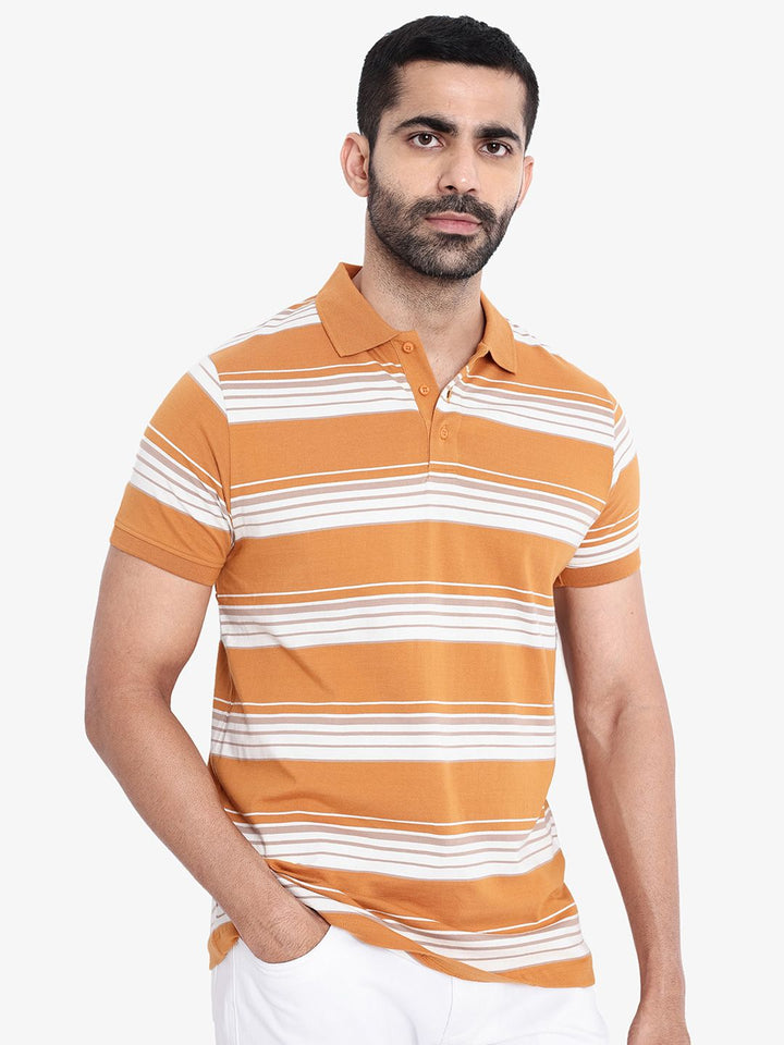 RARE RABBIT Men Rings-4 Slim Fit Solid Polo Collar Pure Cotton T-Shirt