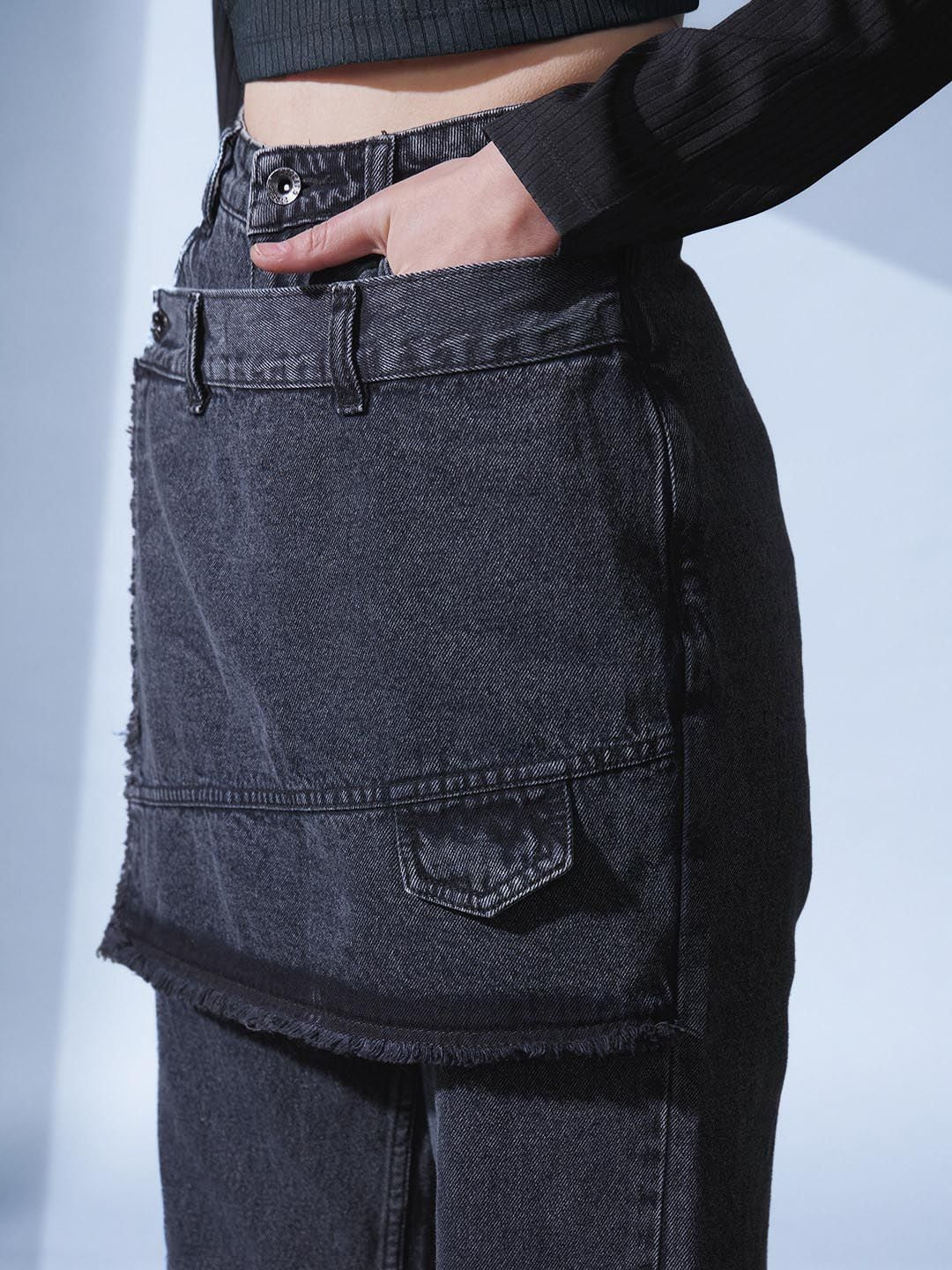 STREET 9 Women Grey Smart Straight Fit High-Rise Clean Look Jeans