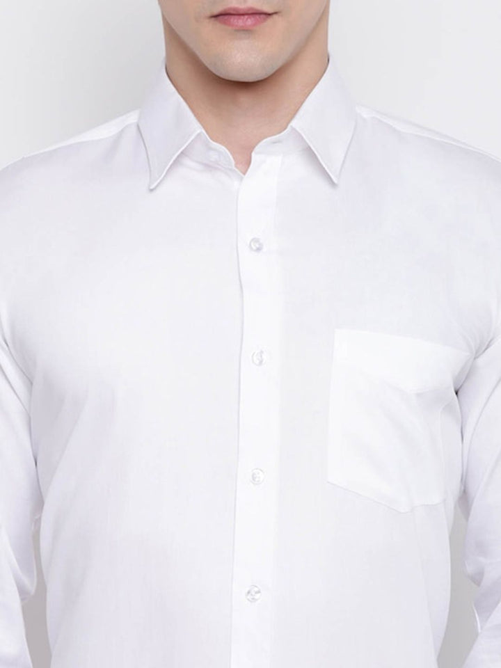 Hancock Men Relaxed Spread Collar Long Sleeves French Cuff Pure Cotton Formal Shirt
