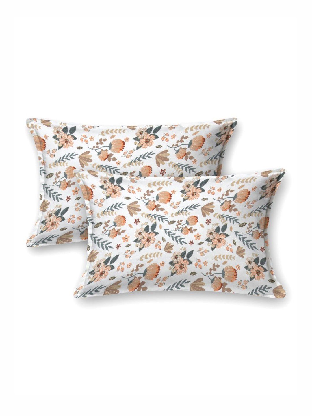 BOMBAY DYEING Dream Lover Brown Floral 104 TC Cotton Queen Bedsheet Set-2.24 m X 2.54 m