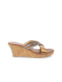 Mochi Gold-Toned Wedge Sandals