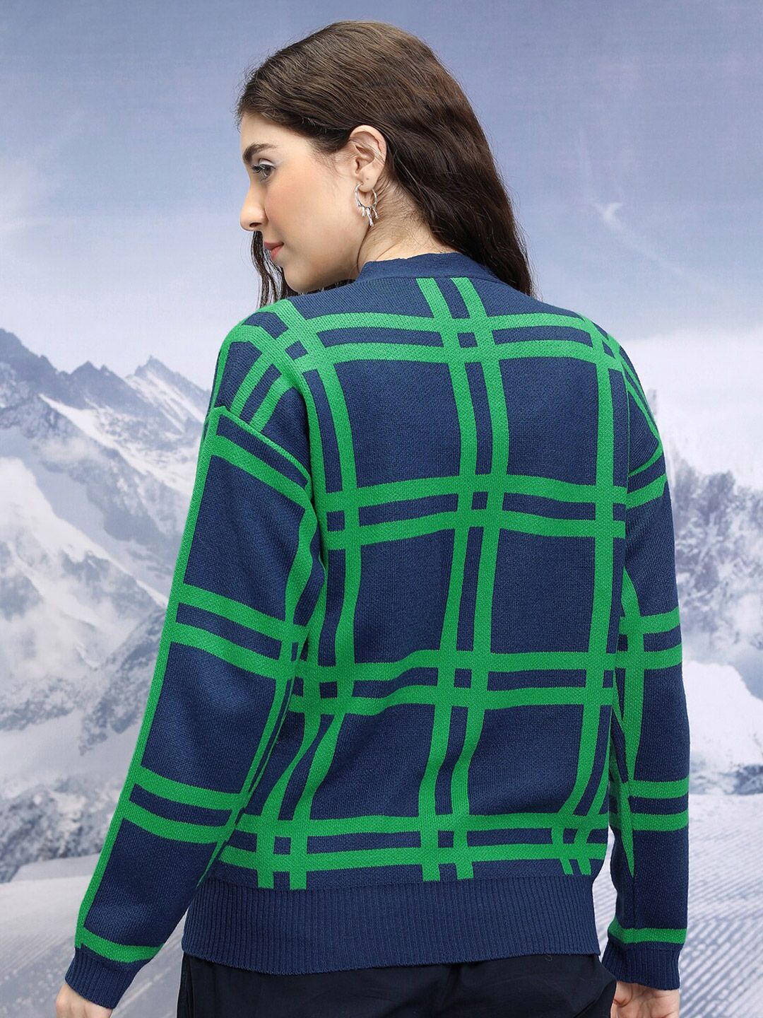 Tokyo Talkies Checked V-Neck Cardigan