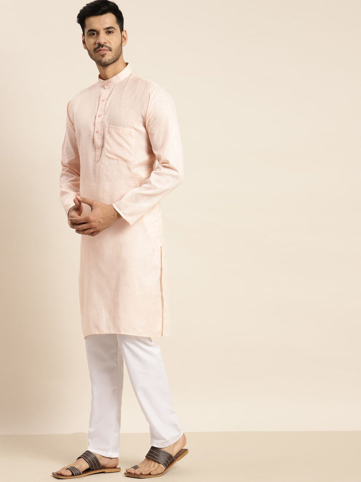 Anug oleh SOJANYA Men Dobby Kurta Berwarna Peach