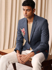 Mr Bowerbird Floral Embroidered Tailored Fit Single-Breasted Casual Blazer