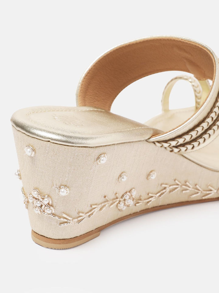 House of Pataudi Ethnic Embellished Wedge Heels