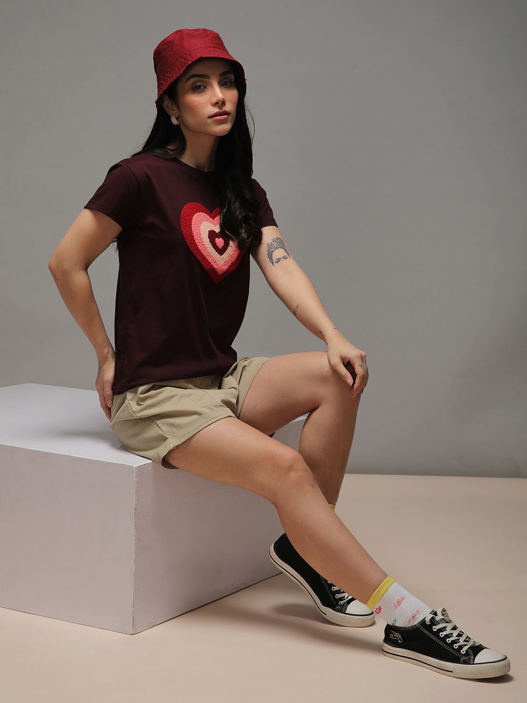 DILLINGER Women Regular Fit Crew Neck Puff Print Tshirt