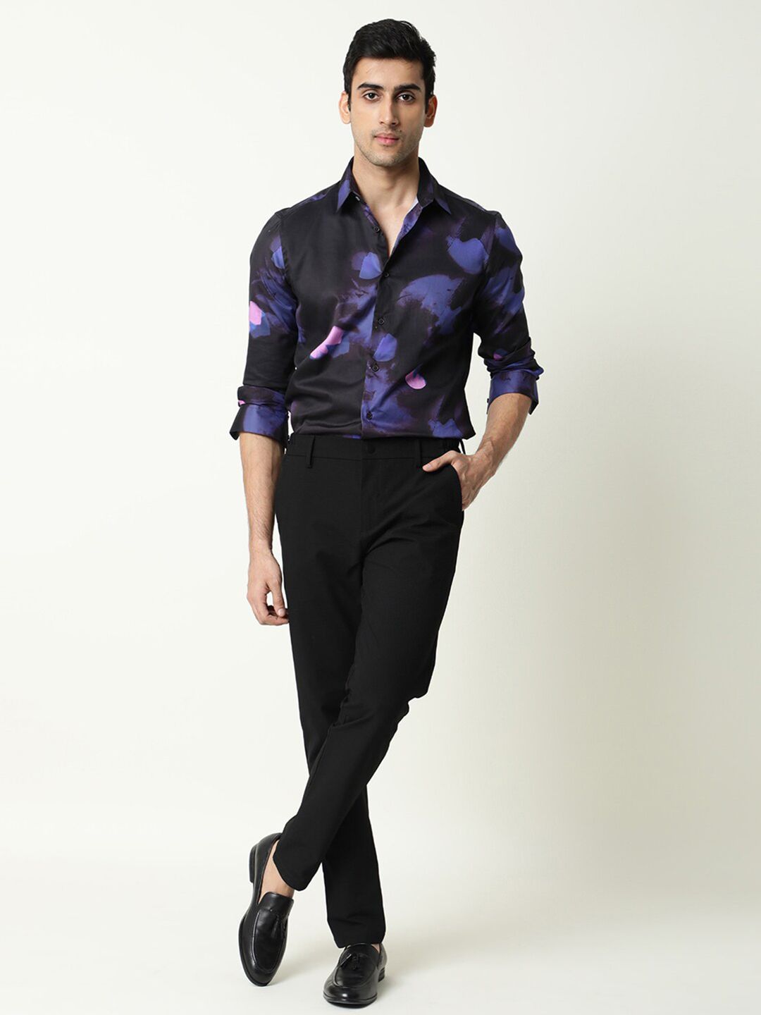 RARE RABBIT Men Pure Cotton Toforo Slim Fit Floral Printed Shirt