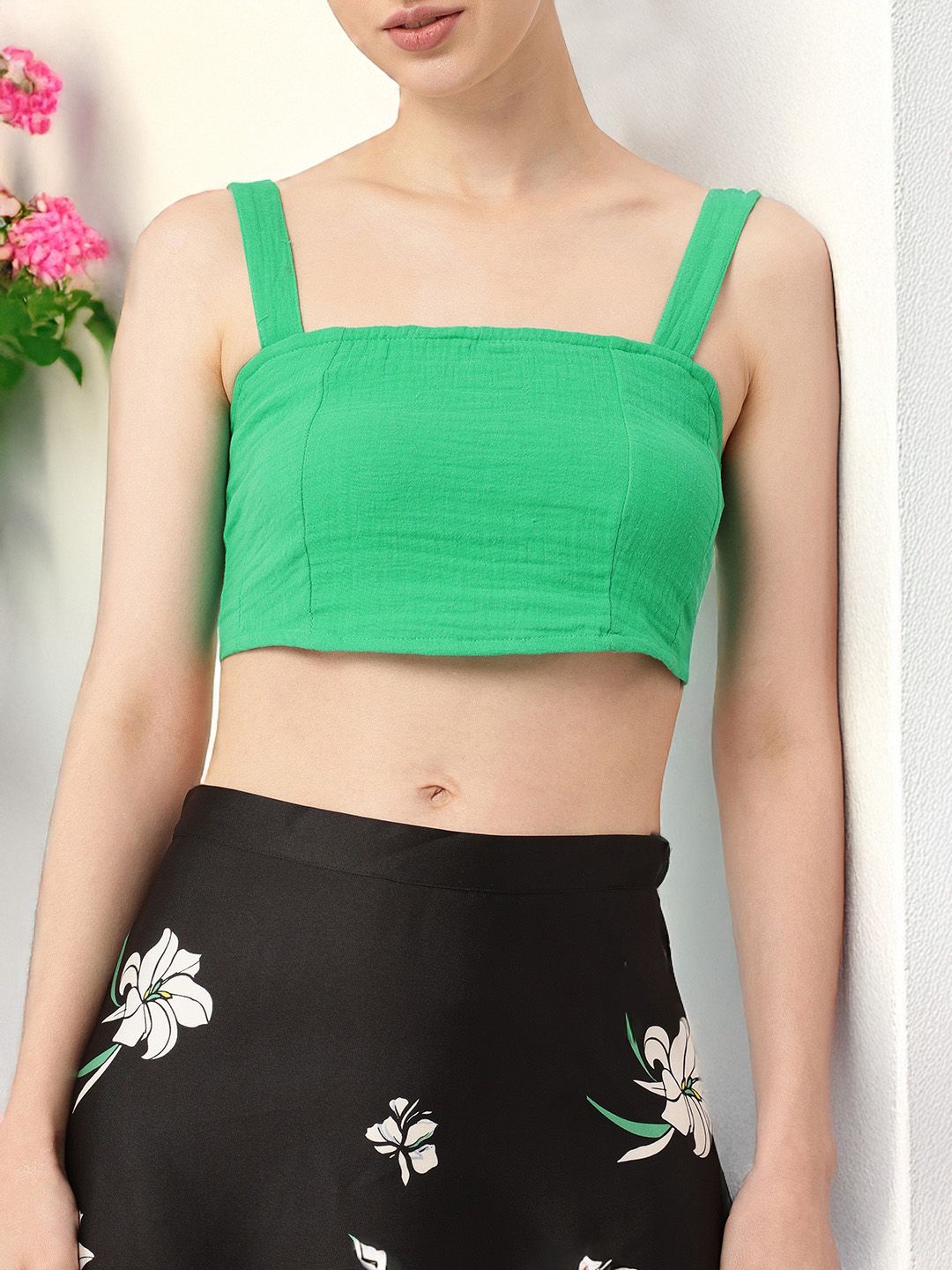 DressBerry Crinkle Chaos Smocked Crop Top