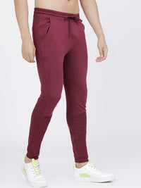 The Indian Garage Co Men Burgundy Solid Slim-Fit Joggers