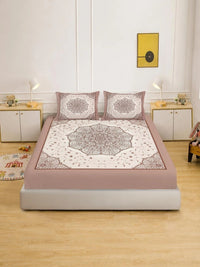 Myntra Elegant Homes Berwarna Krim Bunga 400 TC Cadar King dengan 2 Sarung Bantal