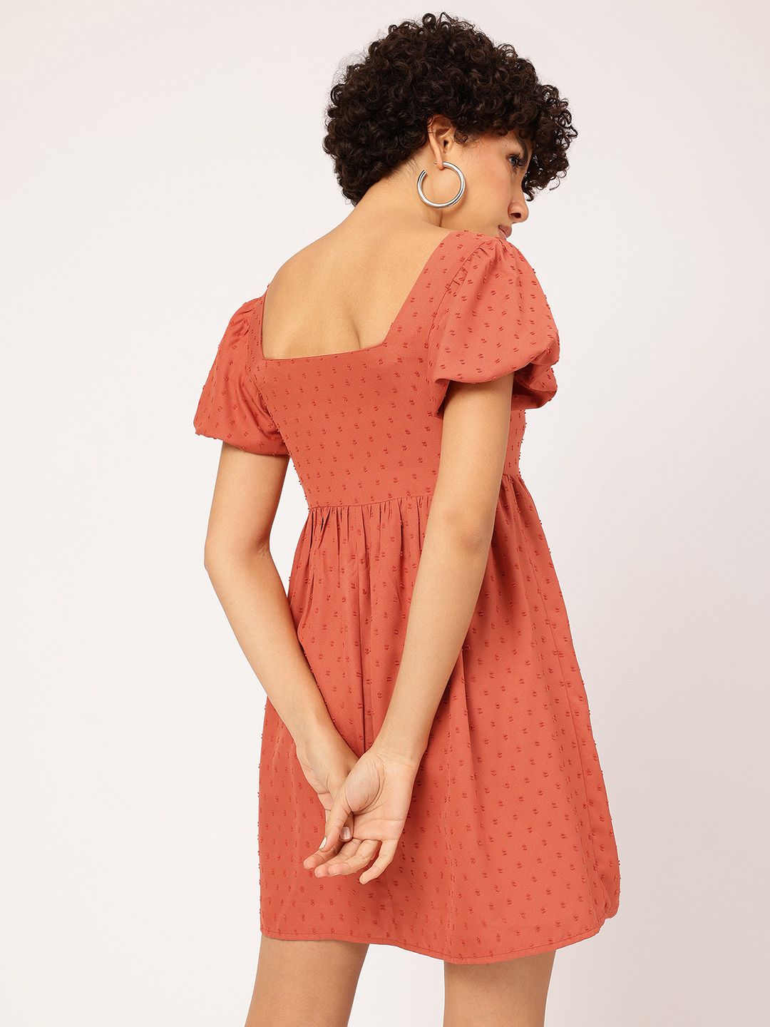 DressBerry Fall Fever Dobby Square Neck A-Line Dress