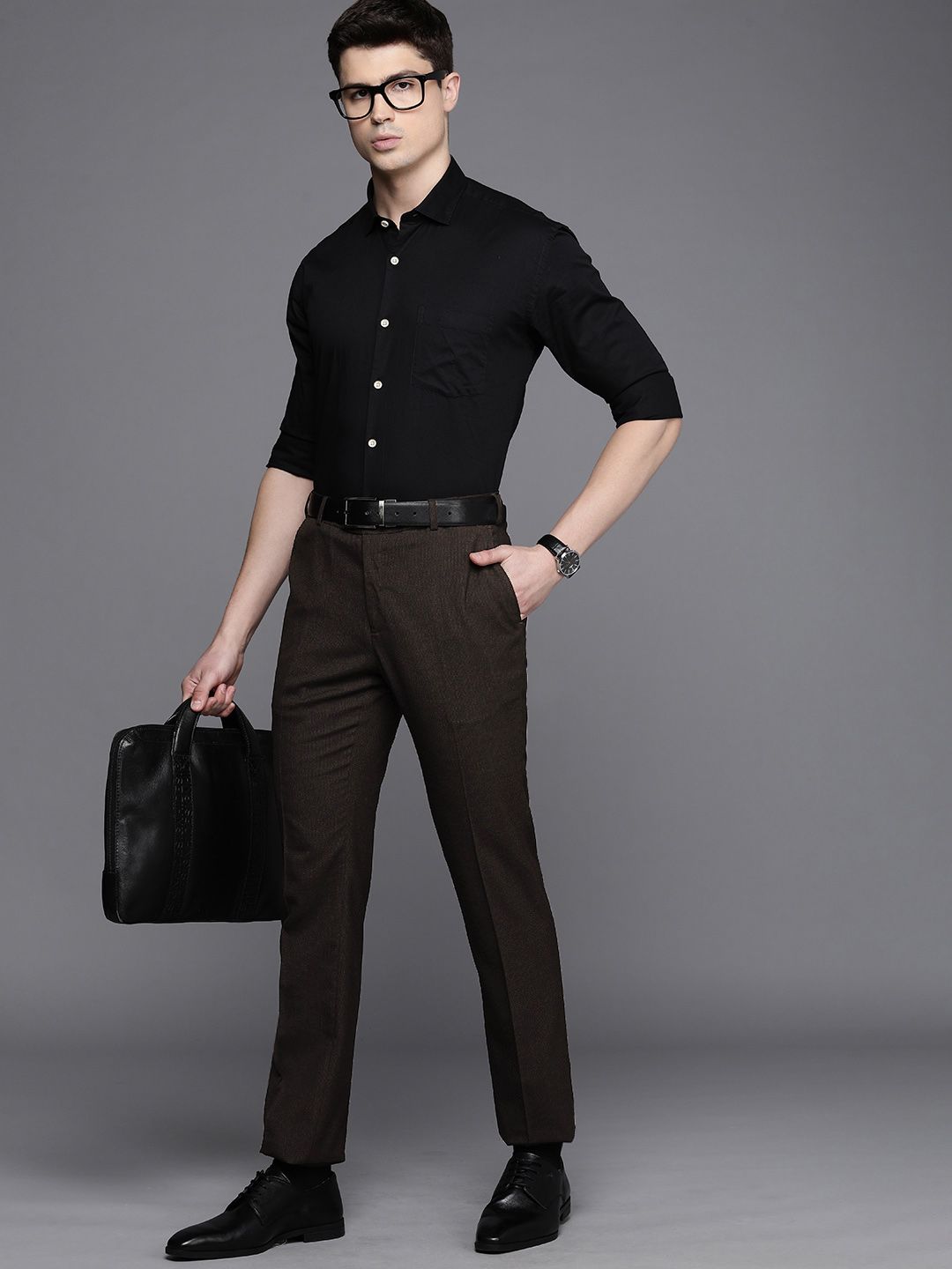 Raymond Men Checked Slim Fit Formal Trousers