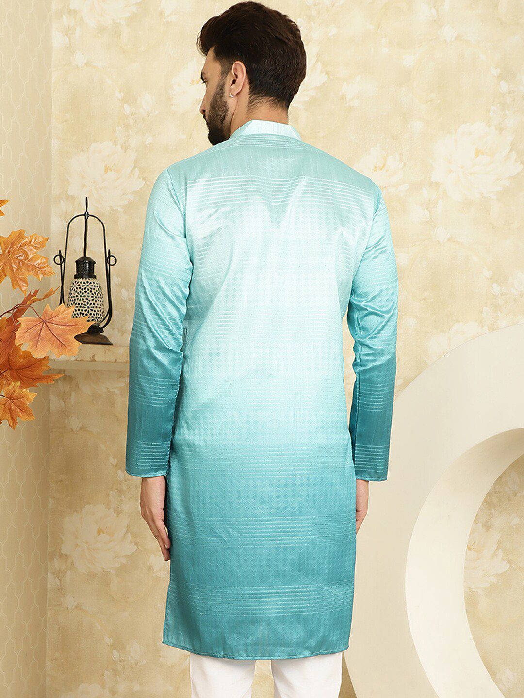SOJANYA Ethnic Woven Design Cotton Silk Straight Kurta