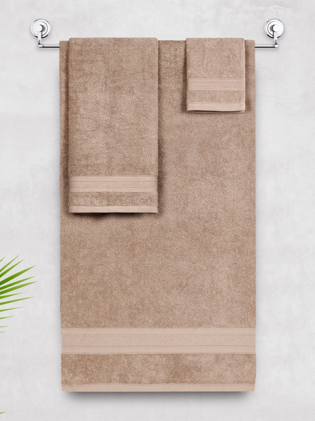 MYTRIDENT Soft Comfort Brown 3 Pieces Pure Cotton 500 GSM Towel Set