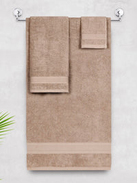 MYTRIDENT Soft Comfort Brown 3 Pieces Pure Cotton 500 GSM Towel Set