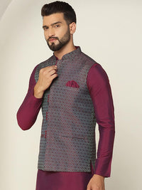 KISAH Men Woven Design Nehru Jackets