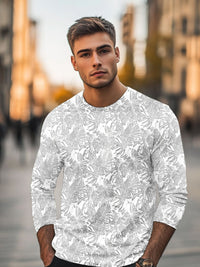 Urbano Fashion Men White  Grey Printed Slim Fit Training or Gym Pure Cotton T-shirt