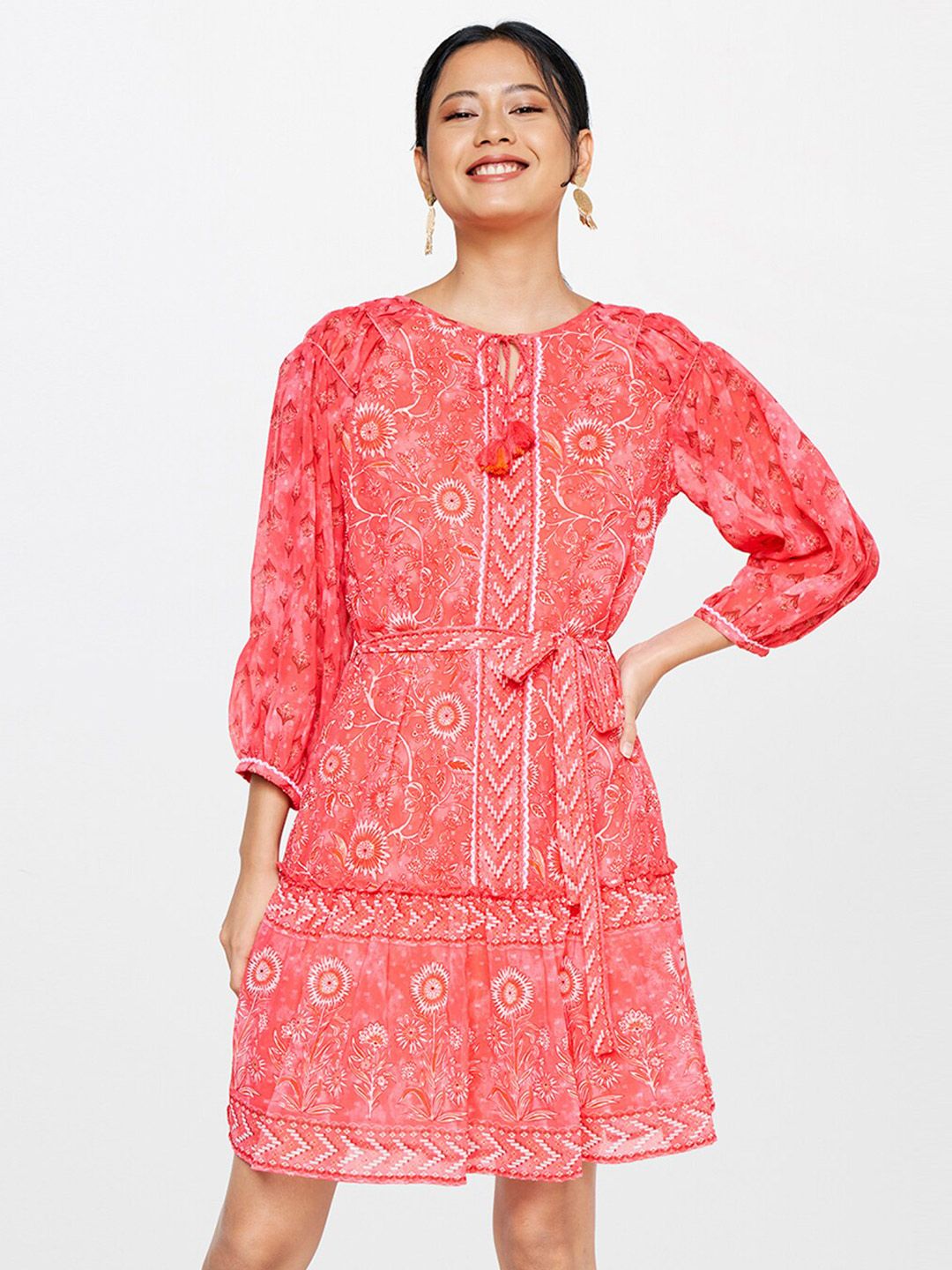 Global Desi Women Ethnic Motifs Printed A-Line Dress