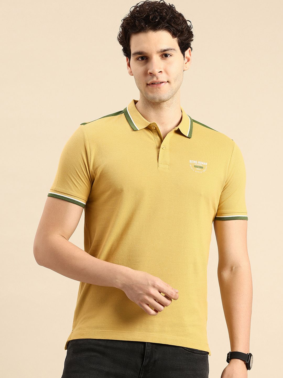 Being Human Polo Collar Pure Cotton T-shirt