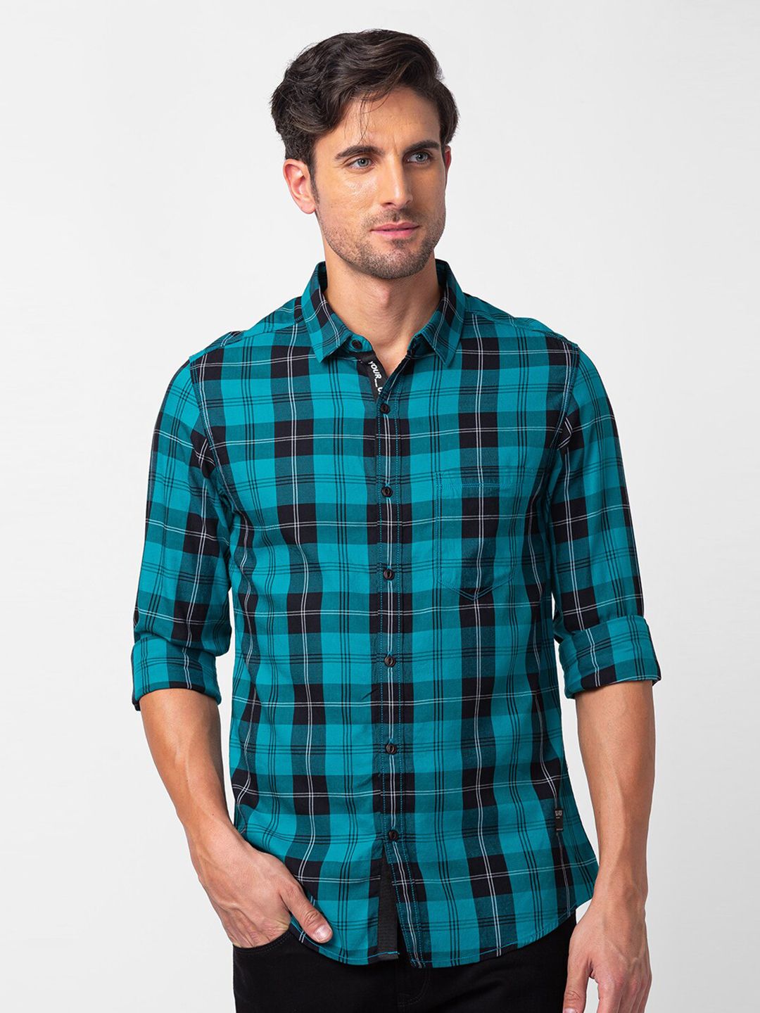 SPYKAR Men Slim Fit Tartan Checks Checked Casual Shirt