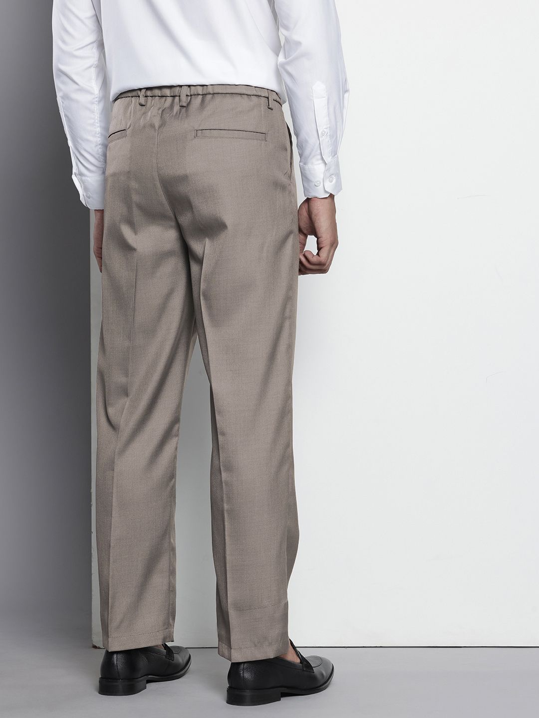 The Indian Garage Co. X Men Relaxed Straight Fit Textured Pleated Formal Trousers