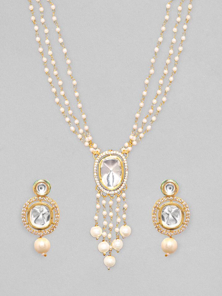 Set Perhiasan Kundan-berlapis Rubans Gold