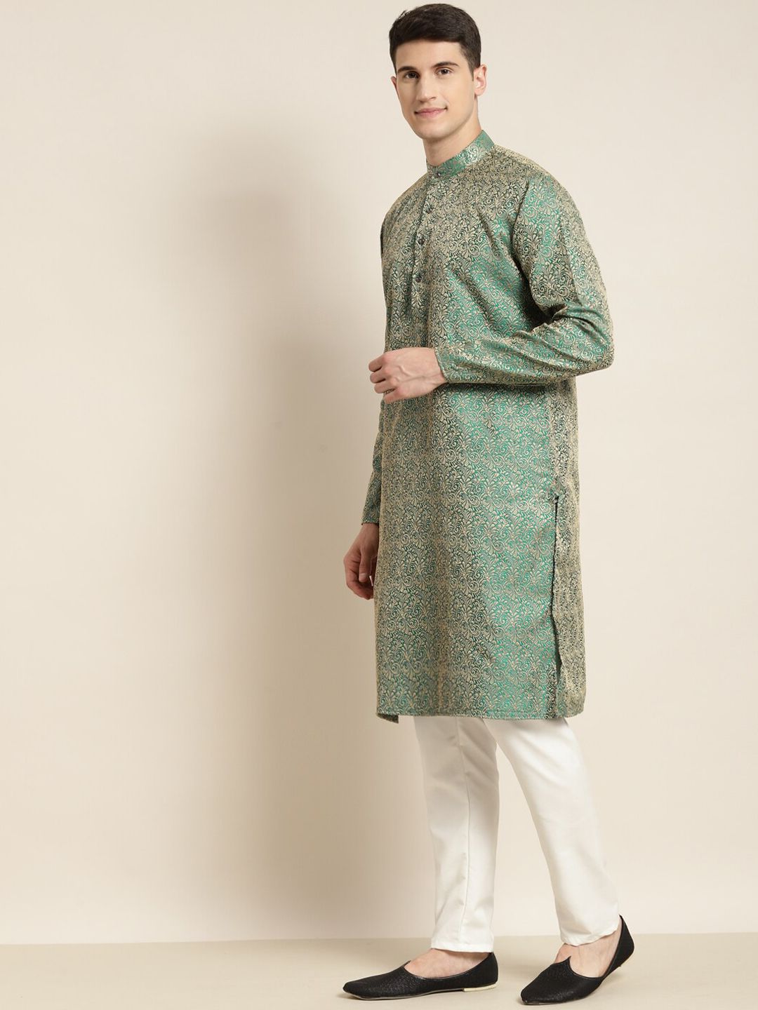 SOJANYA Motif Etnik Rekaan Tenunan Kurta Jacquard dengan Piyama