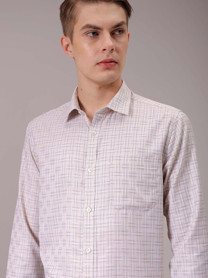 The Indian Garage Co. X Luxe Men Spread Collar Tartan Checked Slim Fit Formal Shirt