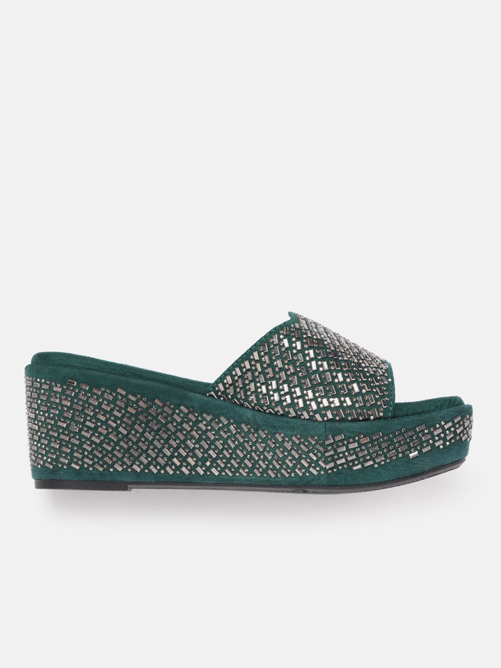 Anouk Embellished Open Back Flatform Heels