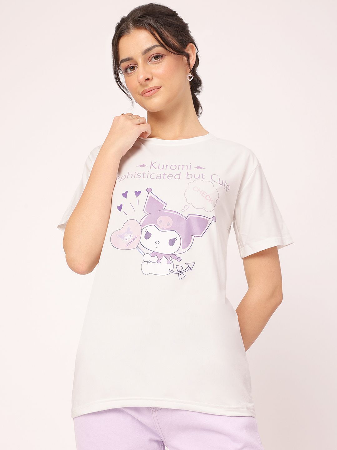 DressBerry Kuromi Kitty Graphic Drop Sleeves Tee
