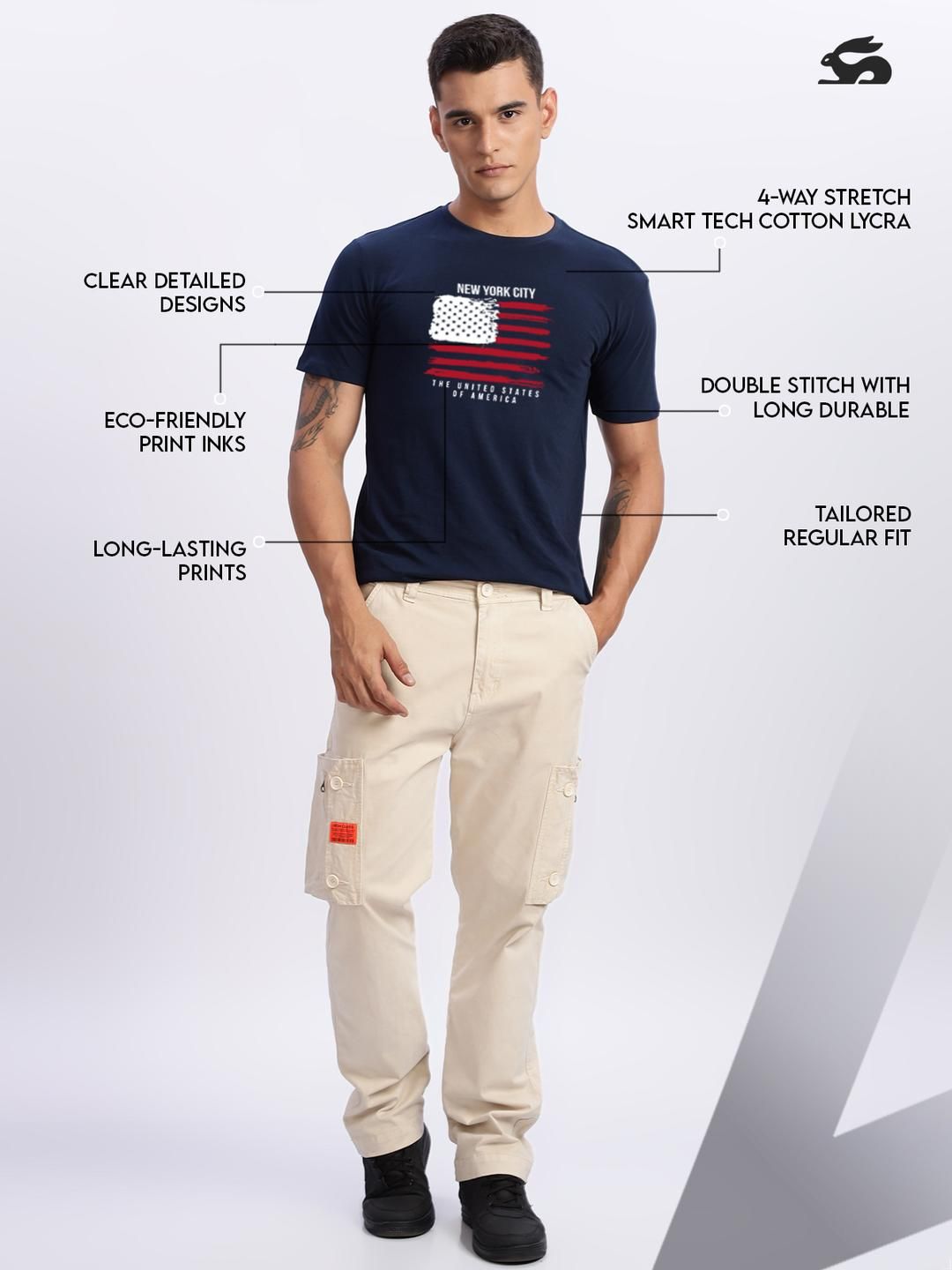 ADRO Men Navy Blue Tshirts