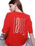 DressBerry Cherry Red Hearts Scribble Oversized T-shirt