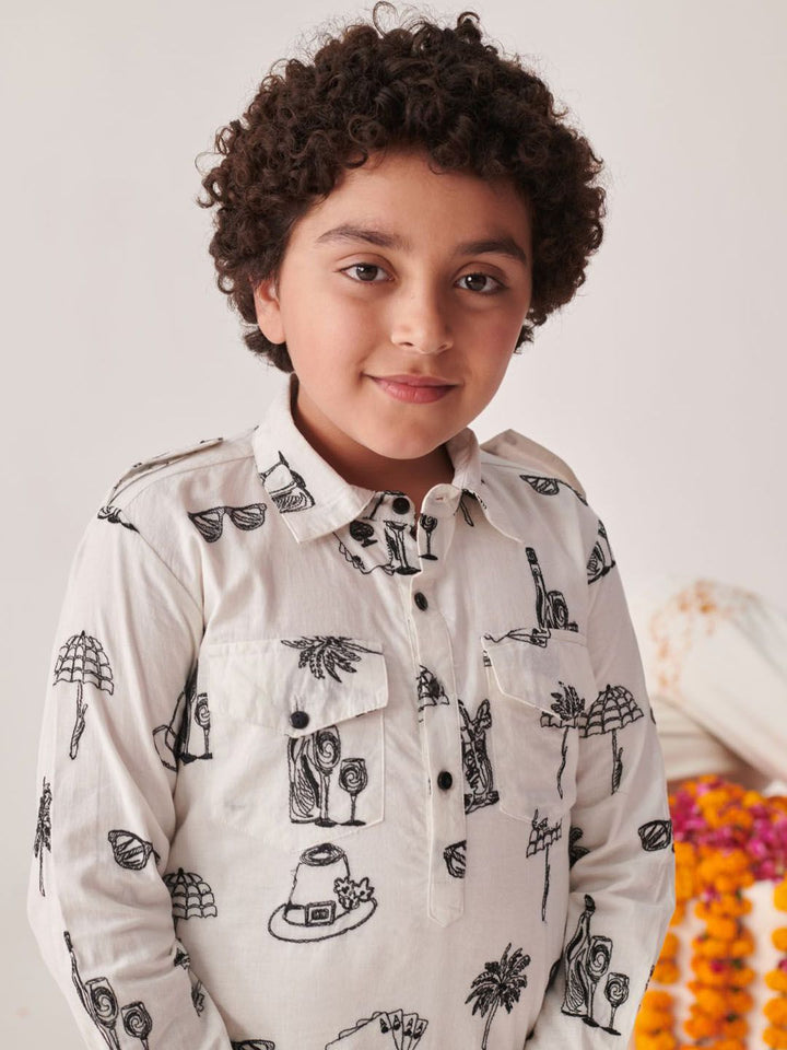 pspeaches Boys Ethnic Motifs Printed Regular Kurta with Pyjamas