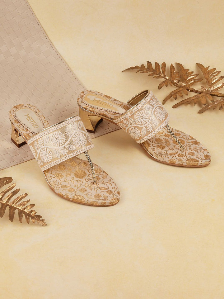 Metro Embroidered Block Heels