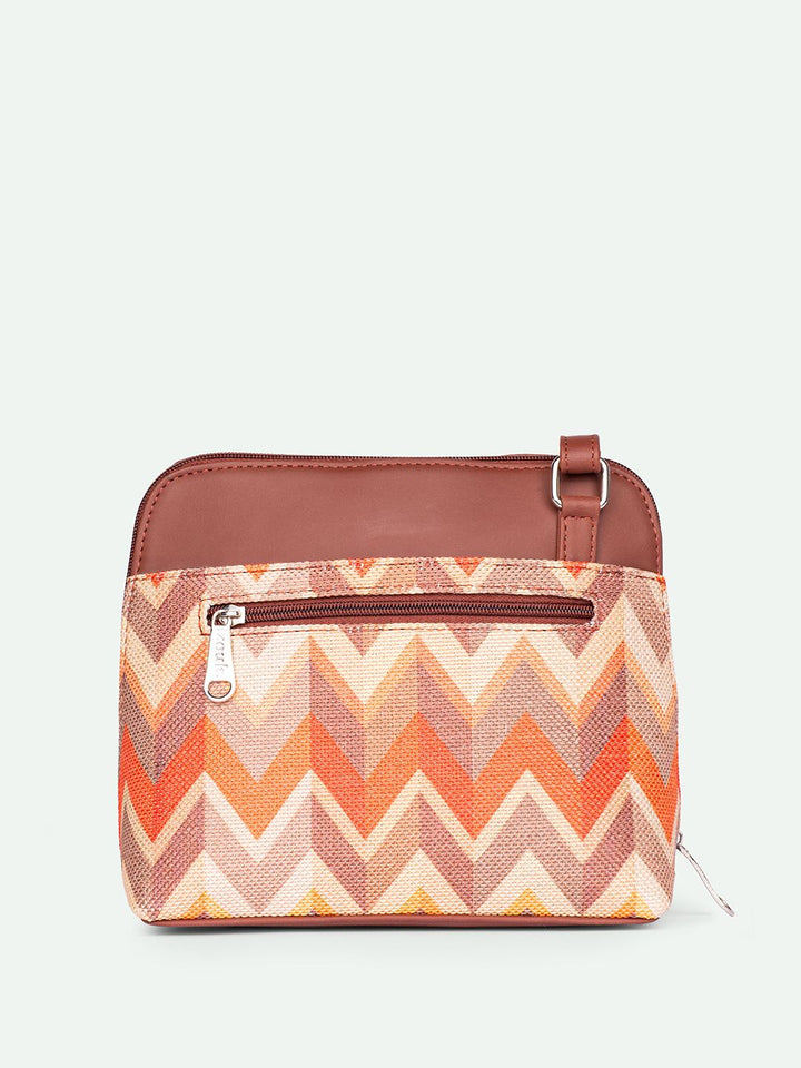 ZOUK Geometric Printed Structured Sling Bag