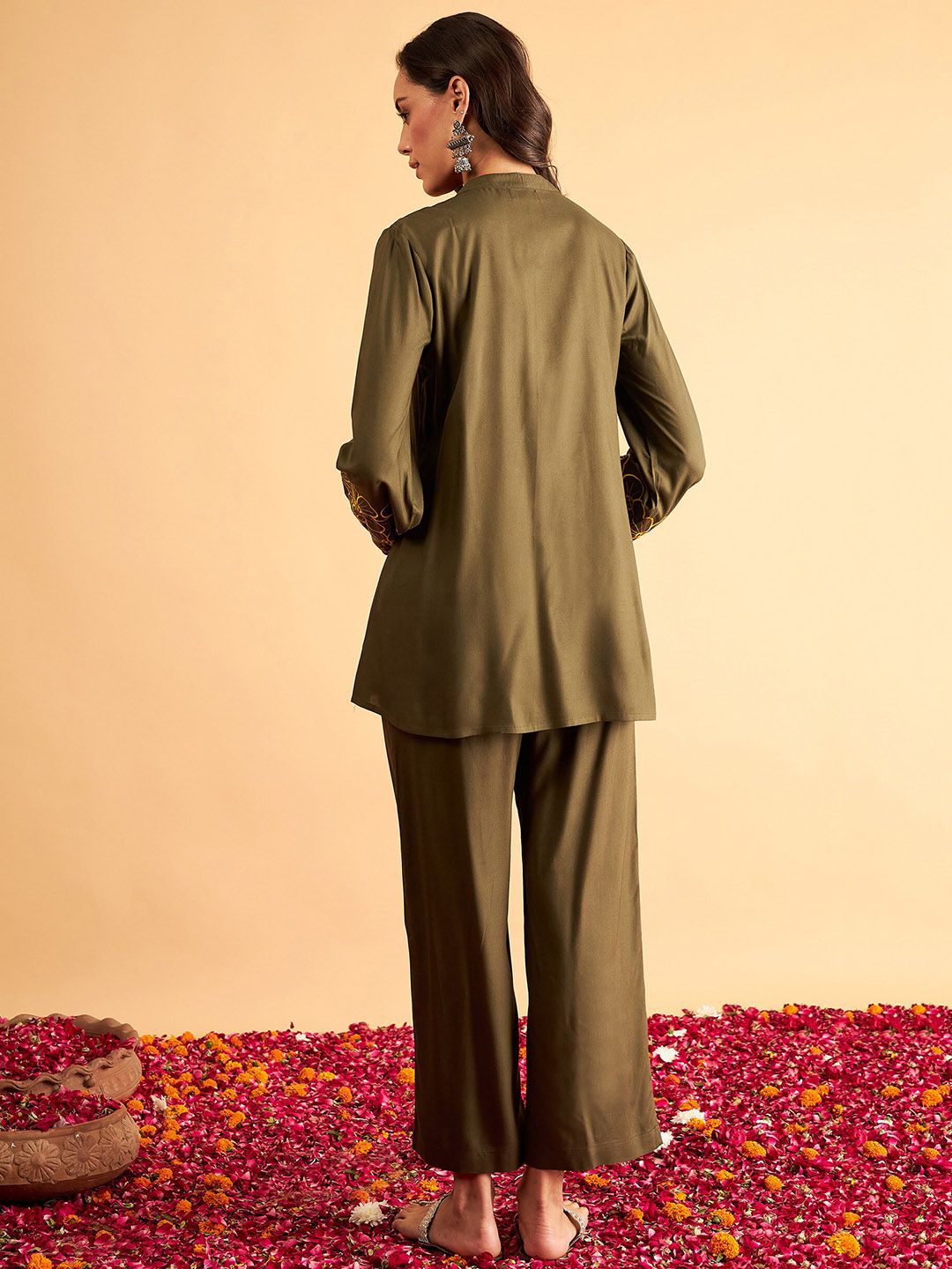 Shae by SASSAFRAS Embroidered Shirt-Collar Shirt With Trouser