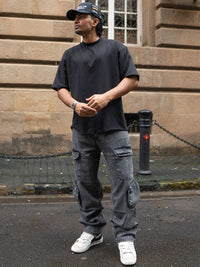 Powerlook Men Cotton Loose Baggy Fit Cargo Trousers