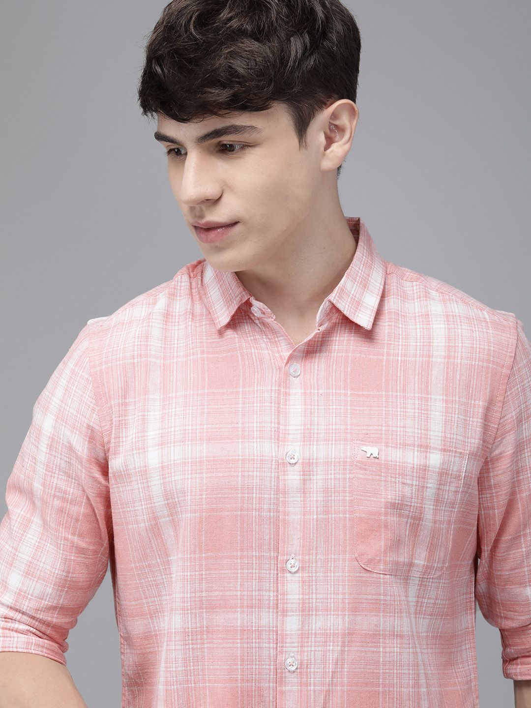 THE BEAR HOUSE Men Slim Fit Tartan Checked Casual Shirt