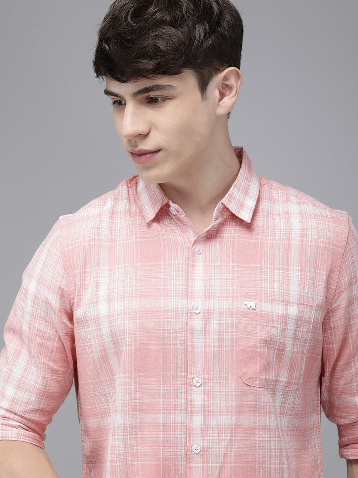 THE BEAR HOUSE Men Slim Fit Tartan Checked Casual Shirt