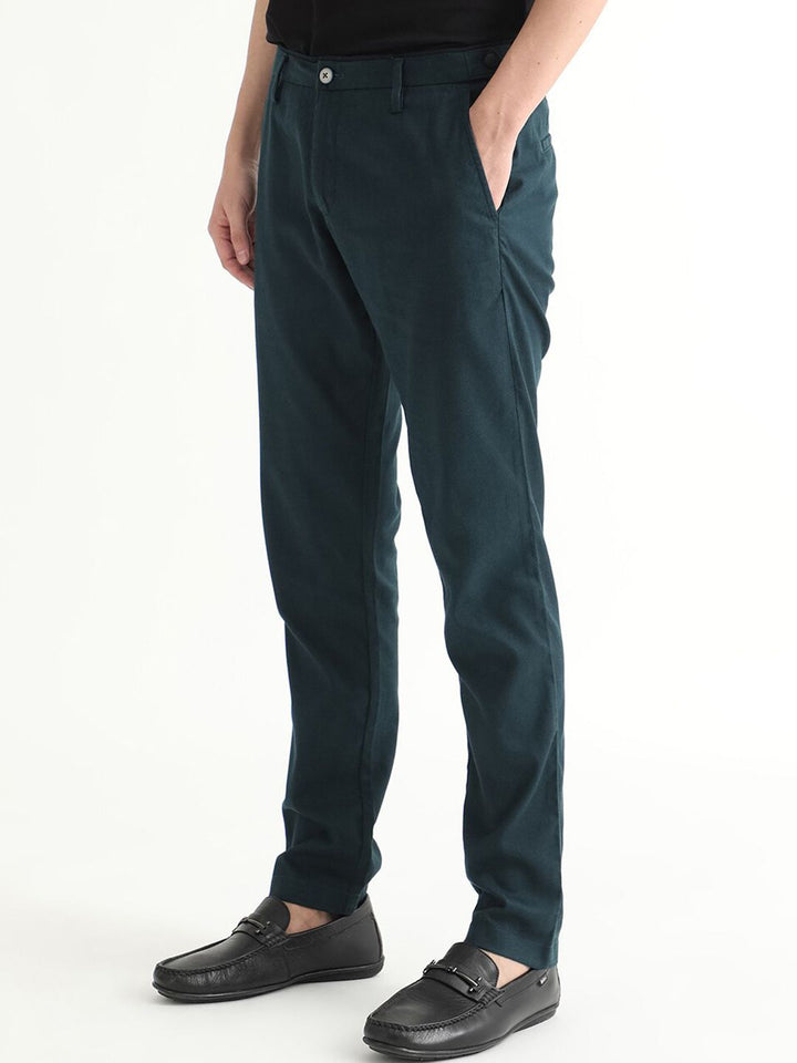 RARE RABBIT Cellular Mid Rise Cotton Slim Fit Trouser