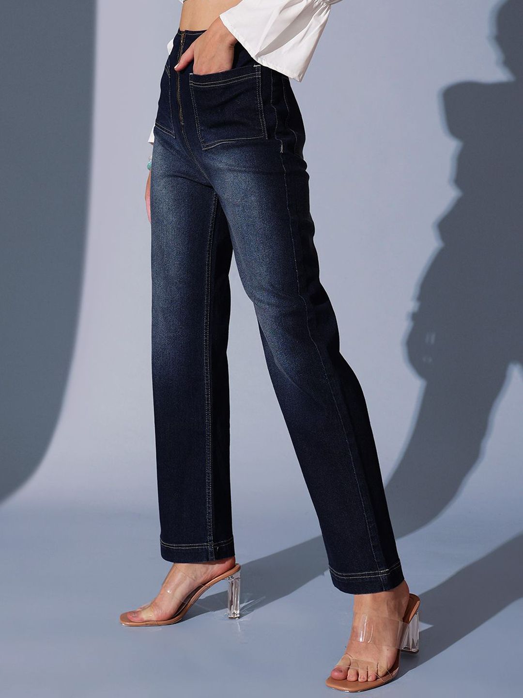 STREET 9 Women Comfort Straight Fit High-Rise Light Fade Jeans