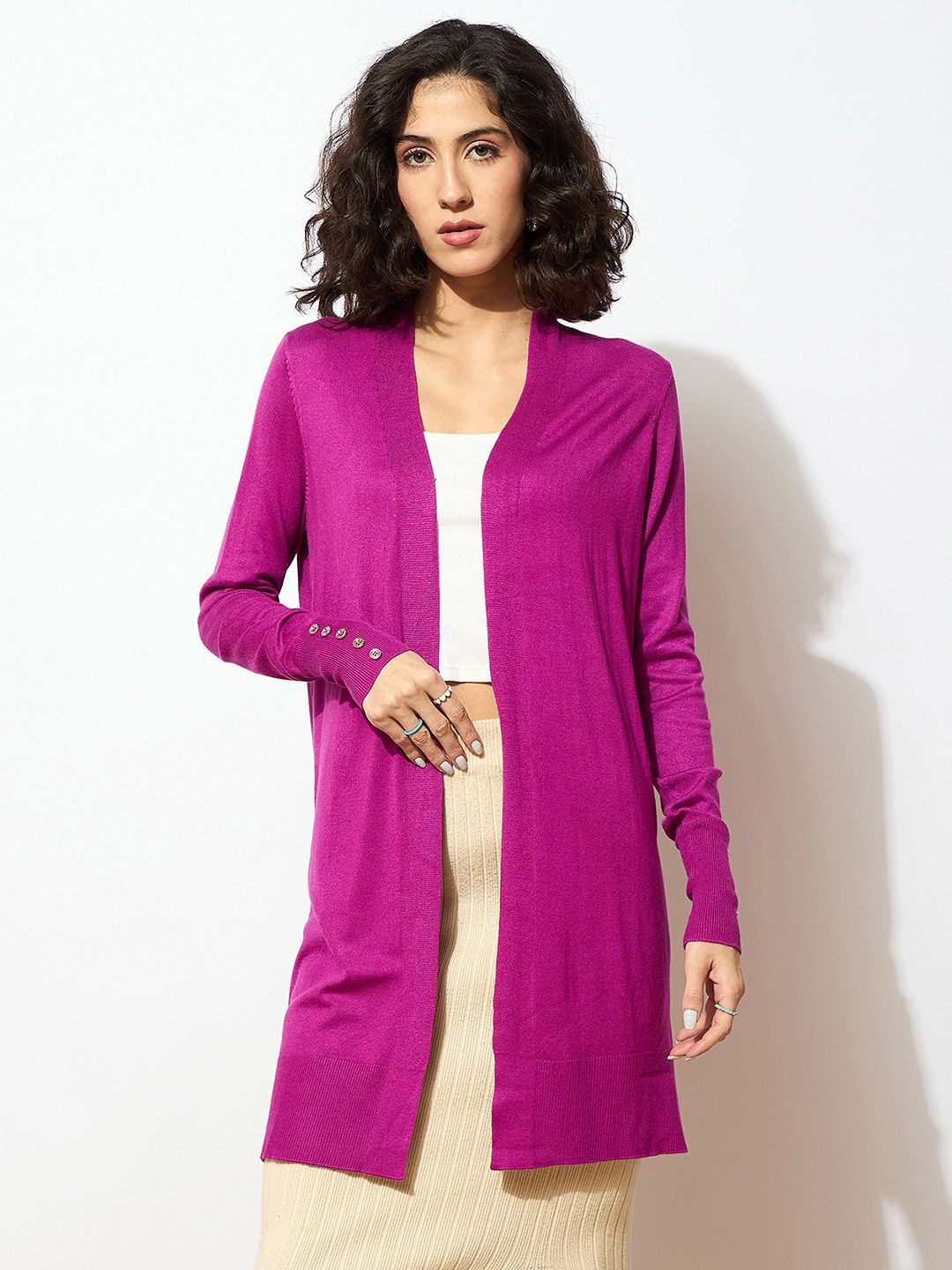 SASSAFRAS Longline Open-Front Acrylic Shrug