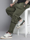 The Indian Garage Co Men Relaxed Fit Textured Cargo Track Pant