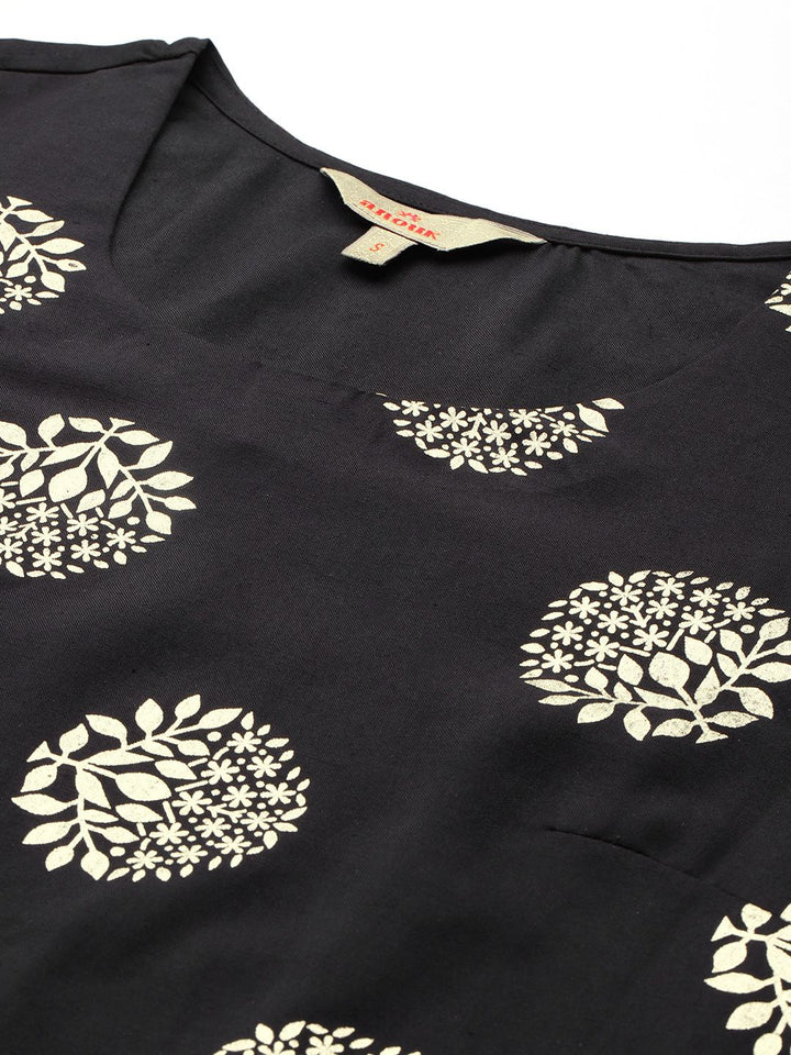 Anouk Tyohaar Foil Print Kurta with Sharara & Dupatta