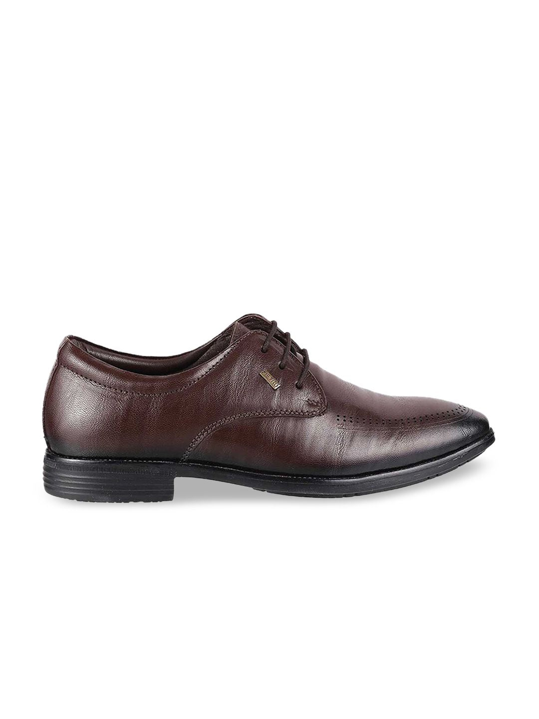 Mochi Men Brown Solid Leather Formal Derbys
