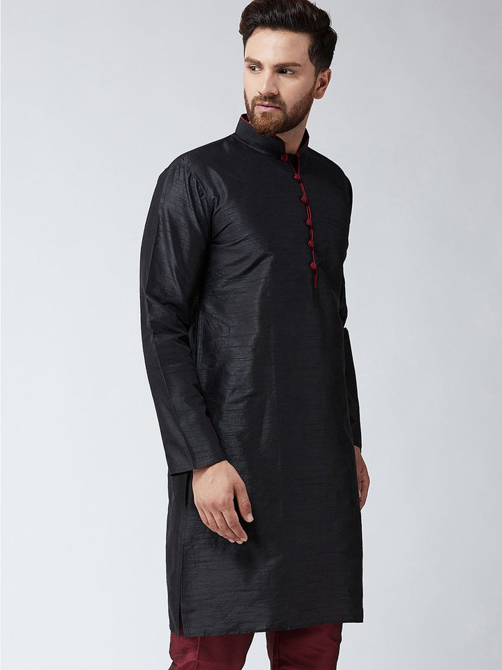 SOJANYA Lelaki Black Woven Design Straight Kurta