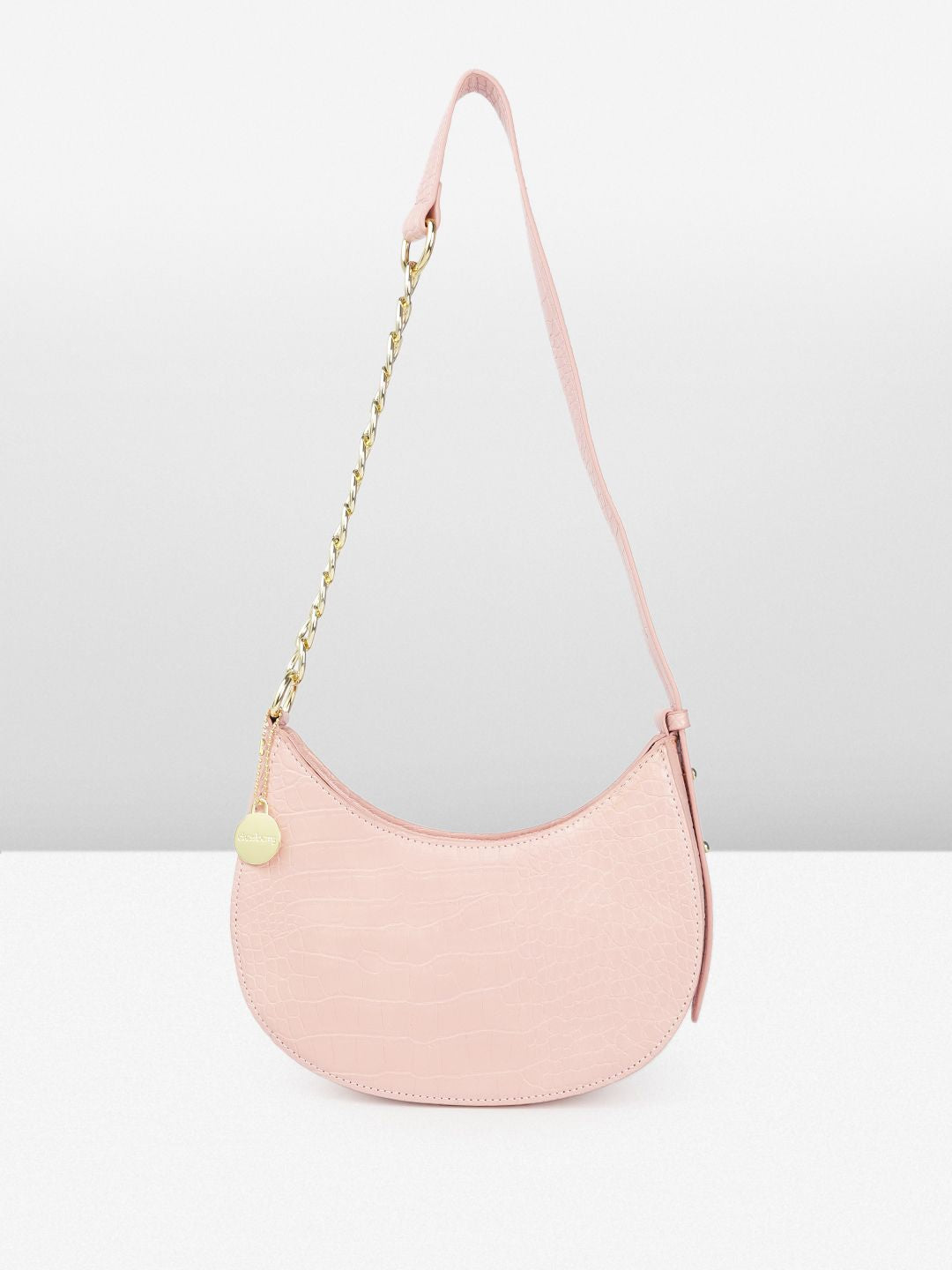 DressBerry Animal Textured Half Moon Shoulder Bag